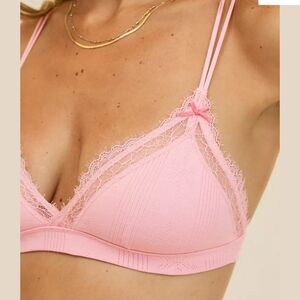 AERIE BNWT Superchill Pointelle Padded Triangle Bralette - Pink L